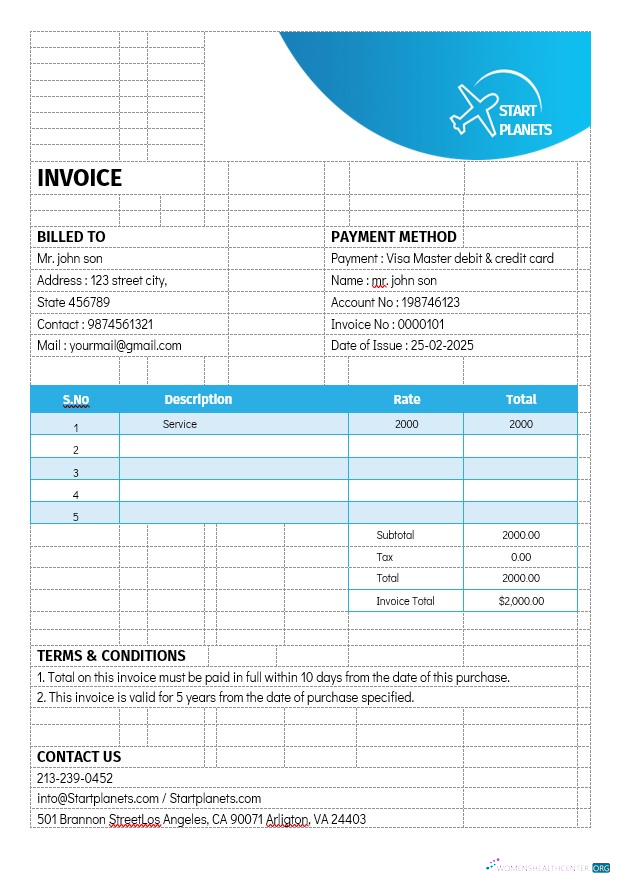 Download Airlines Aviation Services Invoice Template Photoshop template